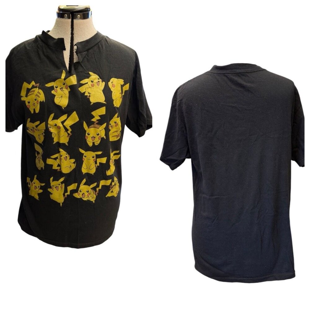 Vintage Pokemon Graphic T-shirt Pikachu Black Size Medium Faded Black